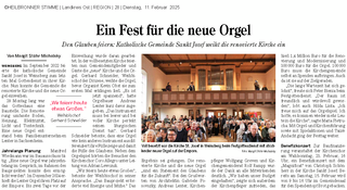 Artikel der Heilbronner Stimme zum Thema - Katholische Gemeinde Sankt Josef in Weinsberg weiht die renovierte Kirche ein