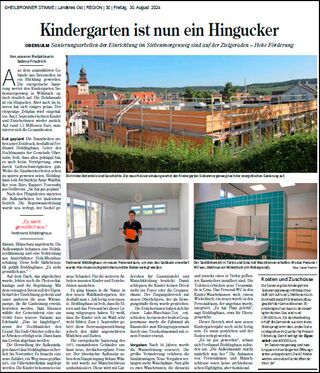 Artikel der Heilbronner Stimme zum Thema zu den Sanierungsarbeiten des Kindergarten Siebenmorgenweg in Willsbach